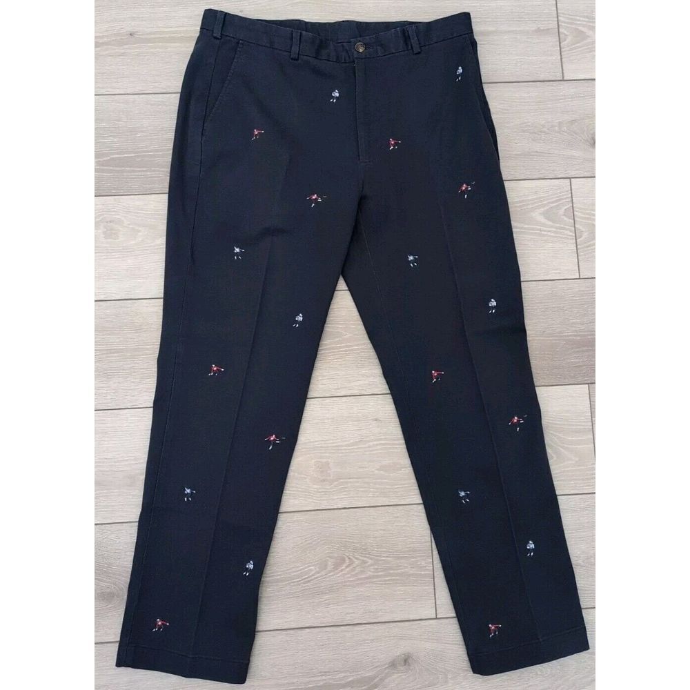 Brooks Brothers Navy Chinos with Embroidered Accents